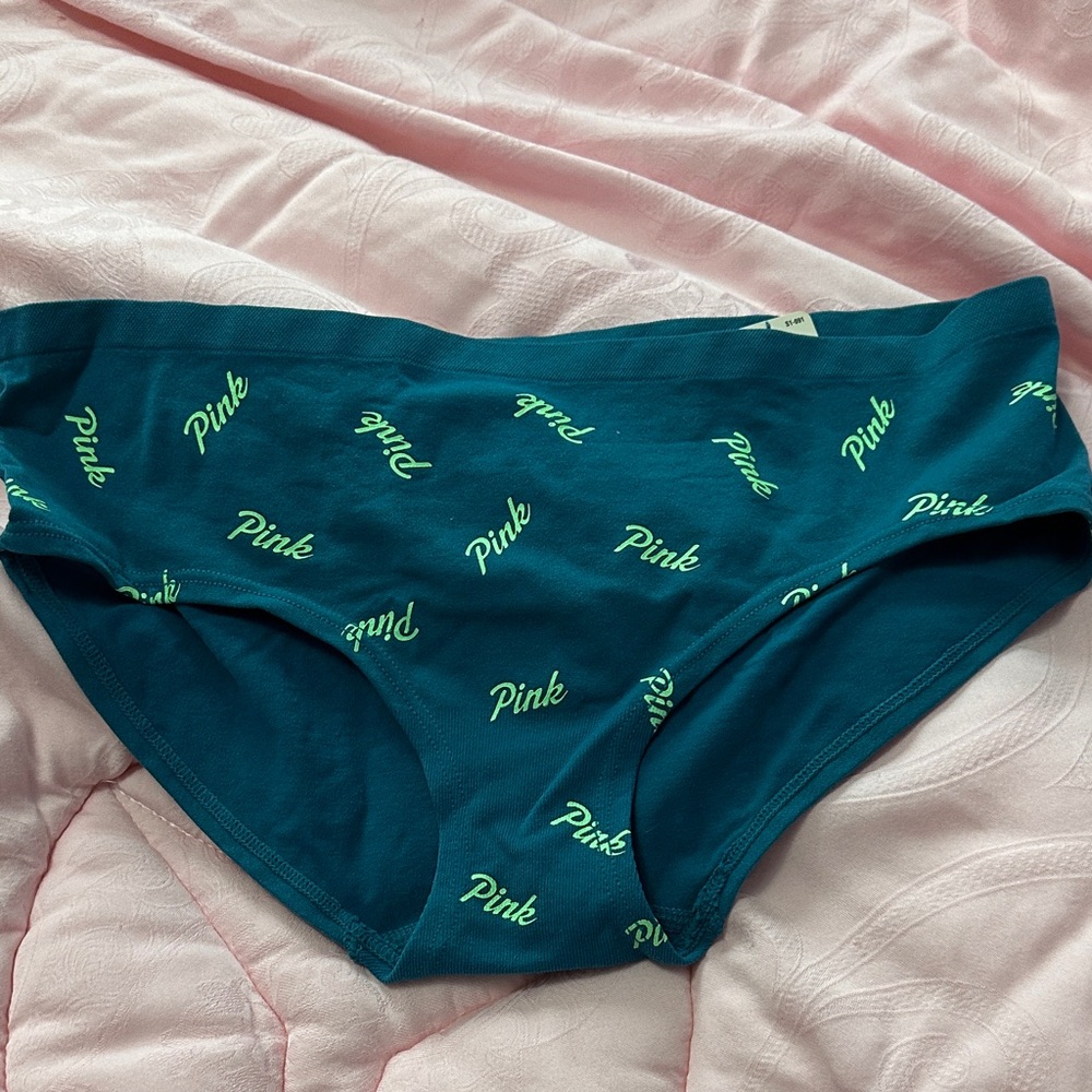 Teal Panties with Pink Logo